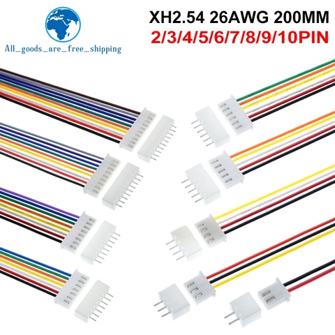 Conector de Cable JST XH2.54 XH de 2,54mm, 2/3/4/5/6/7/8/9/10 Pines, macho, hembra, 20cm de longitud, 26AWG, 10 juegos ► Foto 1/6