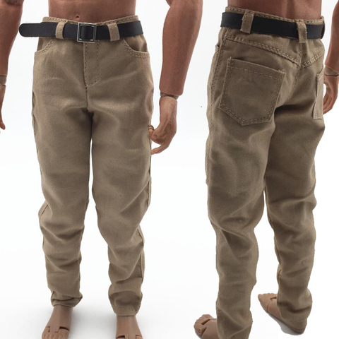 Pantalones informales a escala 1/6 para hombre, pantalones caqui para cuerpo de figura de acción de 12 