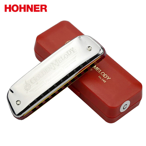 Hohner Golden Melody ARPA de armónica diatónica de 10 agujeros, estándar Gaita, arpa de 10 agujeros (con caja roja) ► Foto 1/6