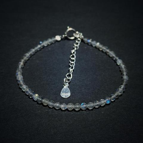 Lii Ji gema auténtica labradorita cuentas facetadas 2mm pulsera de plata de ley 925 Plata cierre ajustable buen regalo para los amigos de la madre ► Foto 1/4