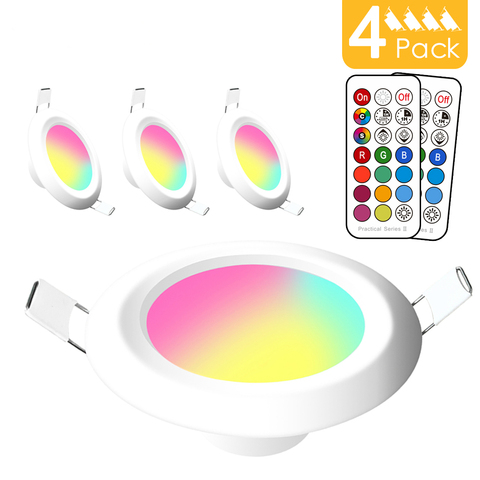 Lámpara empotrada redonda de techo, foco empotrado RGB, faro LED regulable, 8W, 220V, 110V, RGBW, con cambio de Color, para habitación, dormitorio y exteriores ► Foto 1/6