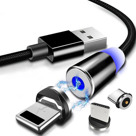 Cargador magnético de Cable Micro USB, enchufe redondo de Cable magnético, Cable de carga rápida, Conector de Cable USB tipo C ► Foto 1/6