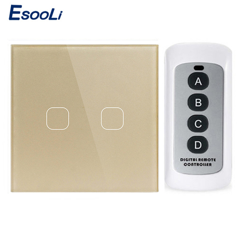 Esooli UE/Reino Unido estándar de 1/banda 2/3 inalámbrico de luz con Control remoto táctil interruptores de casa inteligente RF433 interruptor de pared con Control remoto ► Foto 1/5