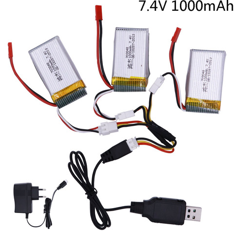 Batería Lipo de 7,4 V, 1000mah, 25C y cargador de 7,4 v para MJXRC X600, U829A, U829X, F46, X601H, JXD391, FT007, 2s, batería Lipo, 703048 piezas ► Foto 1/6