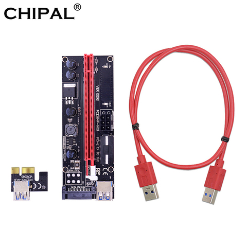 CHIPAL-Tarjeta elevadora de doble LED VER009S PCI-E 009S, 1X a extensor de 16X, Cable USB 100 de 3,0 CM y 60CM para minería de Bitcoin ► Foto 1/6