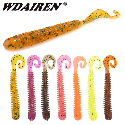 10 unids/lote cola en espiral señuelo suave para gusanos 6cm 1,8g Wobblers camarones olor con sal artificiales de silicona cebo Pesca bajo la carpa abordar ► Foto 1/6