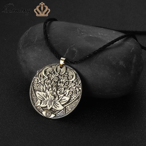 Collar de la diosa de la luna Triple con flor de loto Wiccan mal de ojo, amuleto de brujería grabado para mujer y hombre, joyas de Talismán, regalo ► Foto 1/6