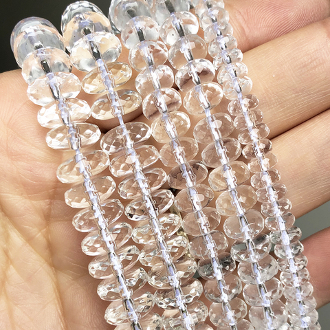 Cuentas de cristal de cuarzo transparente facetadas, redondas, redondas, cuentas espaciadoras sueltas para joyería, accesorios de pulsera DIY de 15 pulgadas, 6, 8 y 10mm ► Foto 1/6