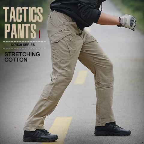 Pantalones tácticos elásticos para hombre, pantalón de combate urbano, de algodón, militar, con múltiples bolsillos, 3XL, AGIX79 ► Foto 1/6