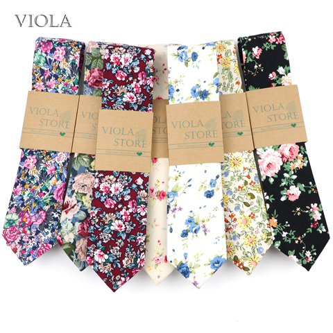 Corbata de cuello de 6cm con estampado Floral para hombre y mujer, 100% algodón, boda, vestido de mariposa, esmoquin, regalo, lazo, accesorio de corbata ► Foto 1/3