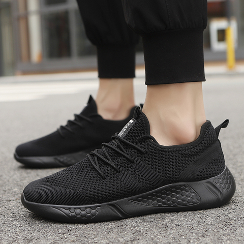 Damyuan hombre zapatillas de deporte de los hombres zapatos transpirables zapatillas de deporte hombres cordones zapatos de correr en el exterior negro zapatos para hombres zapatos casuales zapatos de los hombres negro ► Foto 1/6