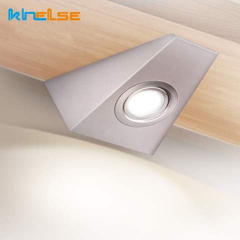 Luces LED de pared del armario, luces triangulares de acero inoxidable, AC12/110/220V, debajo de lámparas para gabinete, con interruptor, armario, baño, cocina ► Foto 1/6