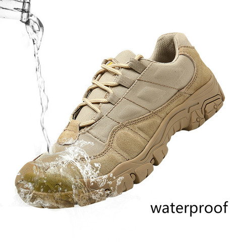 Zapatillas de entrenamiento al aire libre para hombre, zapatos de senderismo, antideslizantes, impermeable, transpirables, botas del ejército, ideal combate táctico y trekking, para desierto ► Foto 1/6