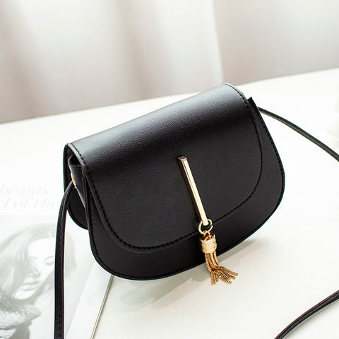 Bolso cruzado de piel sintética con flecos para mujer, bandolera pequeña con solapa para bolso bandolera de mujer, monedero móvil ► Foto 1/6