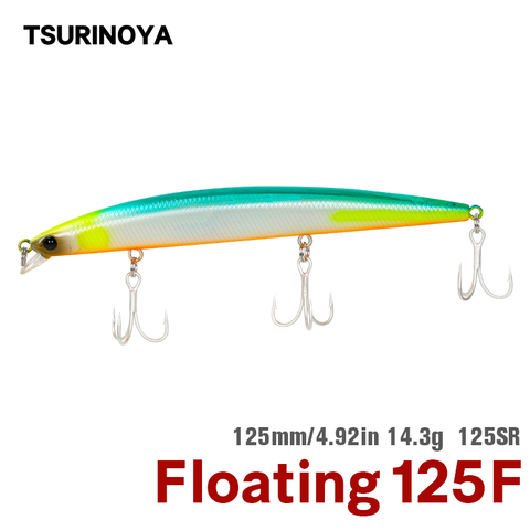 TSURINOYA-señuelo de pesca DW72, 125mm, 14,3g, poco profundo, agua flotante, piscardo de excelente calidad, cebo duro para lubina, anzuelo de agua salada ► Foto 1/6