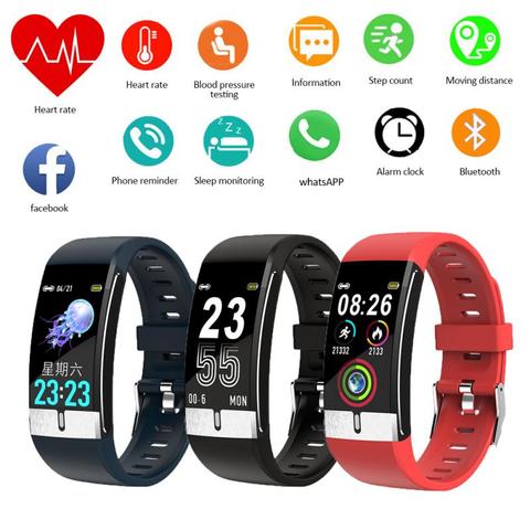 Reloj inteligente E66, termómetro con pantalla táctil, ECG de presión arterial de frecuencia cardíaca y oxígeno, podómetro, pulsera impermeable con monitoreo de pasos ► Foto 1/6