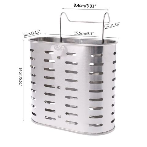 Soporte de cubiertos colgante de acero inoxidable 304, escurridor, cuchara, tenedor, palillos, estante de cesta de almacenamiento, accesorios de cocina, organizador de herramientas ► Foto 1/6