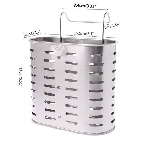 Soporte de cubiertos colgante de acero inoxidable 304, escurridor, cuchara, tenedor, palillos, estante de cesta de almacenamiento, accesorios de cocina, organizador de herramientas ► Foto 1/6