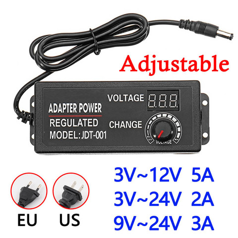 Adaptador de corriente ajustable Universal con pantalla de visualización regulada por voltaje, CA a CC, 3V-12V, 3V-24V, 9V-24V ► Foto 1/6