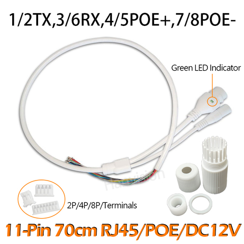 Cable LAN POE de 11 Pines, CC para CCTV, Módulo de placa de cámara de vigilancia IP con conector impermeable RJ45 ► Foto 1/6