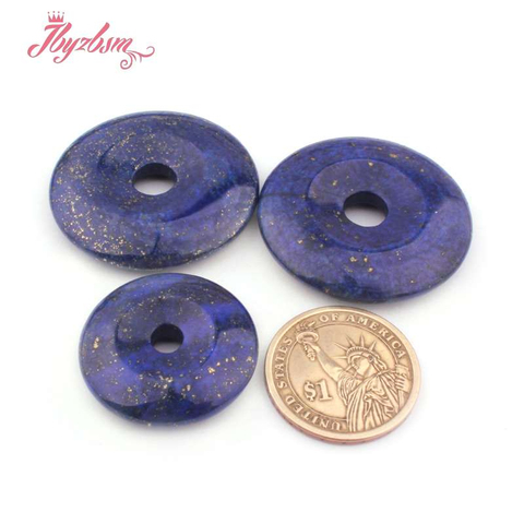 Anillos de rosquilla redonda de 25,40,50mm, cuentas de piedra Natural azul lapislázuli para manualidades, collar, pulsera, fabricación de joyería de colgantes, 1 Uds. ► Foto 1/6