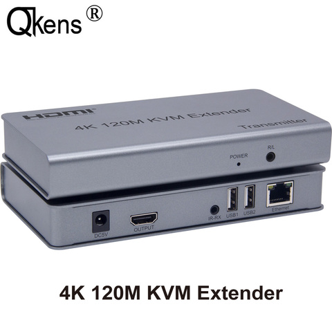 Extensor KVM HDMI 4K 120M, Cable convertidor RJ45, Ethernet, Cat5e, Cat6, TX, RX, compatible con USB, ratón, teclado, extensión de pantalla táctil ► Foto 1/6