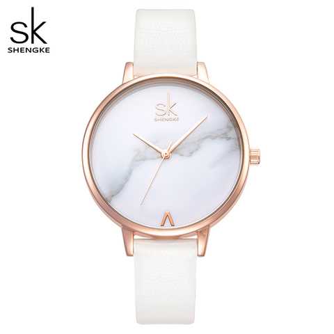 Shengke marca superior relojes de moda para Mujer, Reloj de cuarzo de cuero para Mujer, Reloj de correa informal fino, Reloj de mármol para Mujer, SK ► Foto 1/6