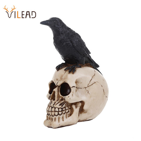 VILEAD-adornos de calavera de cuervos de resina, maceta de flores de moda para decoración del hogar, estatua creativa, decoración personalizada, pintura artística, accesorios de película ► Foto 1/6