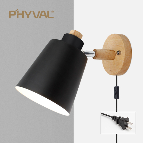 PHYVAL nórdico lámpara de pared con interruptor lámpara de pared de hierro E27 Macaroon 6 Color Lámpara de pared para cabecera Led UE/nos enchufe lámpara de pared de luz ► Foto 1/6