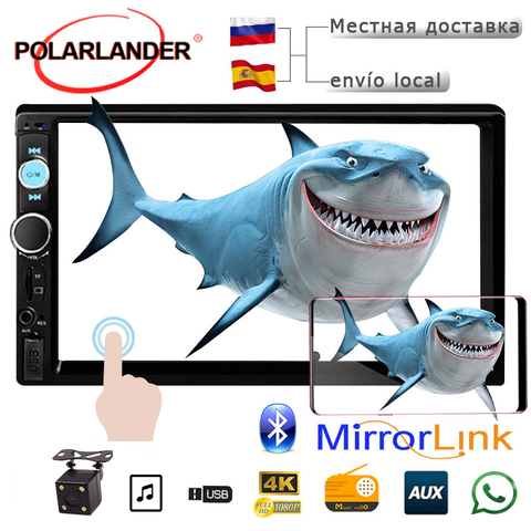 7 pulgadas 4 menú idiomas Radio MP5 MP4 reproductor de apoyo TF/USB/FM/Auxin doble 2 DIN pantalla táctil estéreo de apoyo cámara trasera ► Foto 1/5