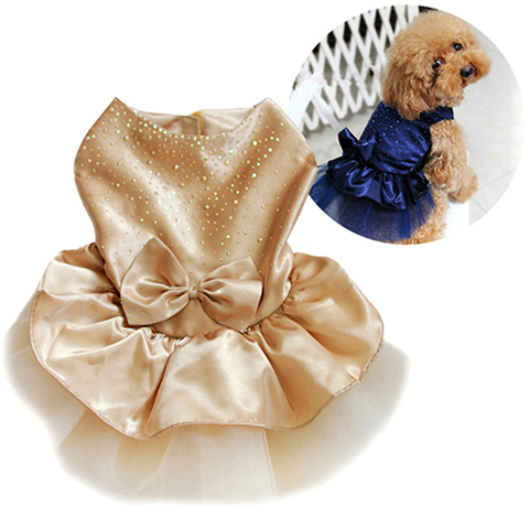 Vestidos bonitos para perros, falda de gasa con lazo para cachorros y mascotas, ropa de princesa con lentejuelas, suministros para perros ► Foto 1/6