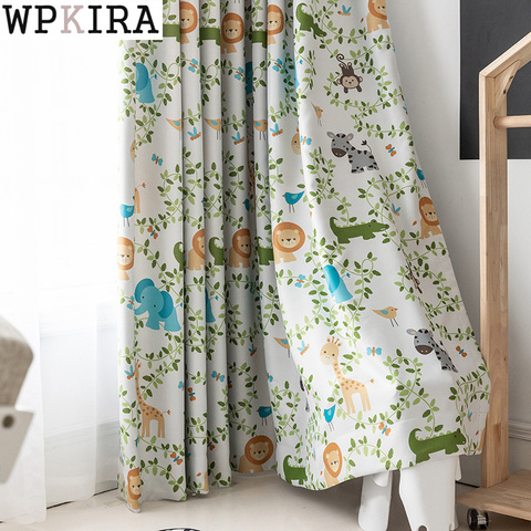 Cortinas opacas con patrón de animales para habitación de niños, cortinas de gasa con estampado para el salón, para ventana, S509 # D ► Foto 1/6