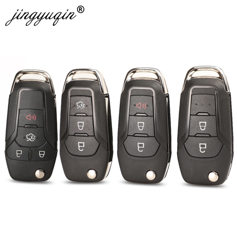 Jingyuqin-carcasa plegable para llave de coche, protector de 2/3/4 botones para Ford Focus Fusion Mk2 Mk7, guarda de explorador sin cortar, hoja HU101 en blanco ► Foto 1/5