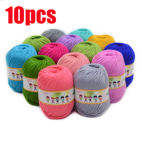 Hilo de punto de seda de algodón multicolor, gran oferta, 10 Uds., hilo suave y cálido para bebé, suministros para tejer a mano, 500g/lote ► Foto 1/6