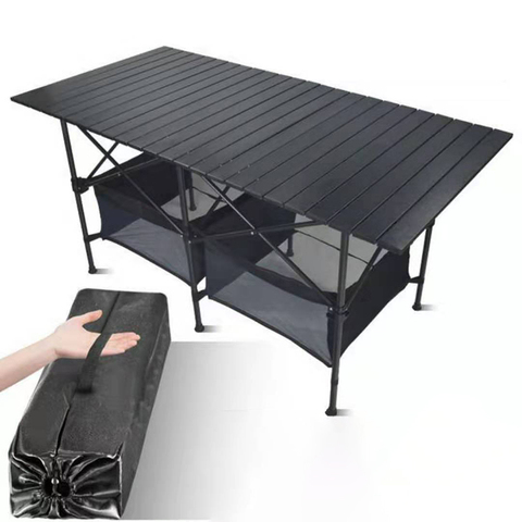 Silla de mesa plegable para exteriores, mesa de Picnic para acampar, Barbacoa, de aleación de aluminio, resistente al agua, mesa plegable duradera ► Foto 1/6