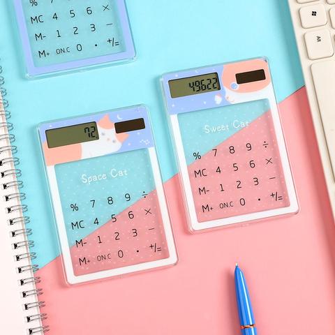 Calculadora de energía Solar de 8 dígitos con dibujos animados, mini calculadora portátil transparente, suministros escolares kawaii ► Foto 1/6