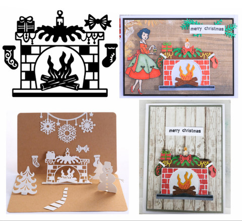 Inloveearts-troqueles de corte de Metal para chimenea de invierno, para Festival de Navidad, nueva colección de recortes para hacer tarjetas, manualidades de grabado en relieve, 2022 ► Foto 1/5