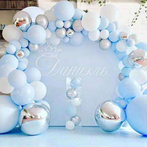 Guirnalda de globos de Metal de macarrón azul y plateado para fiestas, globos de aluminio para fiestas, Baby Shower, decoración de fiesta de cumpleaños para niños y adultos, 141 Uds. ► Foto 1/6