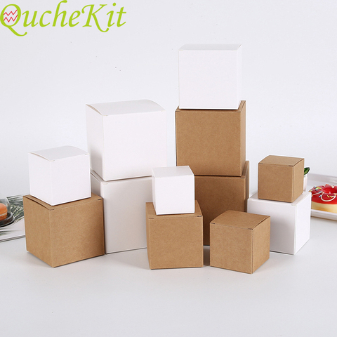 Caja de papel Kraft cuadrada para hornear pasteles, caja de cartón blanca para jabón, galletas, regalo de joyería, embalaje de Dulces, galletas, bricolaje, 50 Uds. ► Foto 1/6