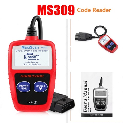 MaxiScan-escáner automático MS309 para coche, OBDII/EOBD OBD2, lector de códigos para automóvil Universal, para trabajo en EE. UU., Asia y Europa, PK KW808 ► Foto 1/6