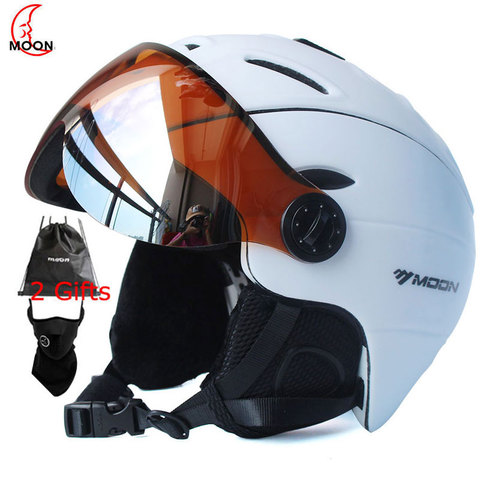 MOON-casco de esquí de cobertura media para hombre y mujer, protección integral para deportes, esquí en nieve, Snowboard, gafas con visera ► Foto 1/6