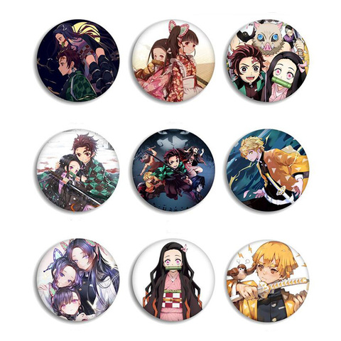 Anime demonio asesino Kimetsu no Yaiba Kamado Tanjirou pines para mochilas de dibujos animados decoración de insignia de Pin broches insignias de Metal para ► Foto 1/6