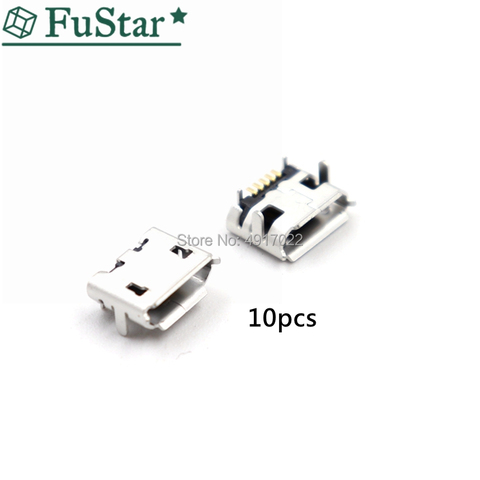 10 unids/lote de conector de Puerto Micro Conector Hembra USB tipo B, piezas de reparación de conector Ox Horn, DIP4 conector USB, DIP para teléfono móvil ► Foto 1/6