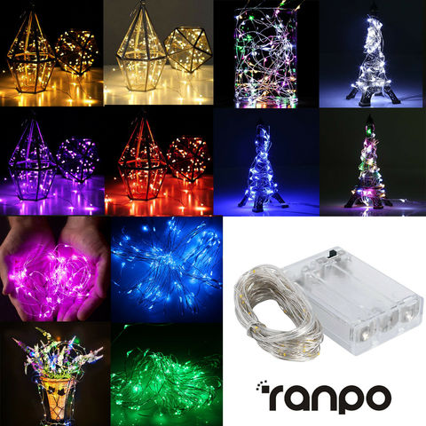 1m 2m Cadena de luz LED de 9 colores luces de hadas de 10-20LEDs de alambre de cobre Alambre de AA batería para boda decoración de fiesta de Navidad vacaciones lámpara ► Foto 1/6