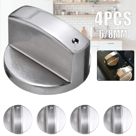 Mandos de cocina de 6mm/8mm para horno, perillas de Control para plateadas estufa de Gas, adaptadores, interruptor giratorio de horno, piezas de cocina, 4 Uds. ► Foto 1/6