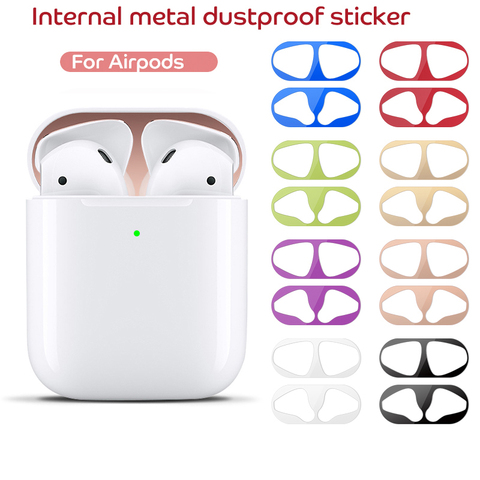 Cubierta protectora de piel ultradelgada para Apple Airpods 2, 1 película adhesiva, protector de polvo de virutas de hierro para auriculares Airpod ► Foto 1/6