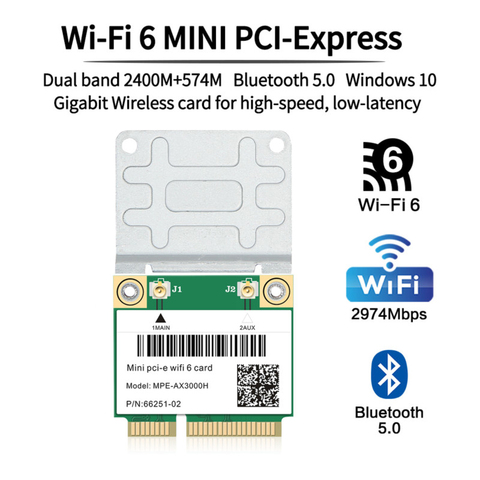 Mini adaptador inalámbrico PCI-E Wifi de 3000Mbps, banda Dual de 2,4 Ghz/5Ghz, Bluetooth 5,0, tarjeta Wifi Wlan 802.11ax/ac MU-MIMO ► Foto 1/6