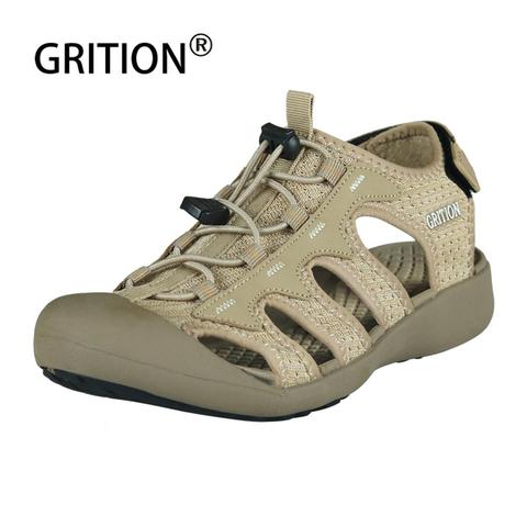 GRITION-Sandalias antideslizantes para mujer, zapatos transpirables de Trekking al aire libre, planos, deportivos, para playa, con caja de punta ancha, talla 41 ► Foto 1/6