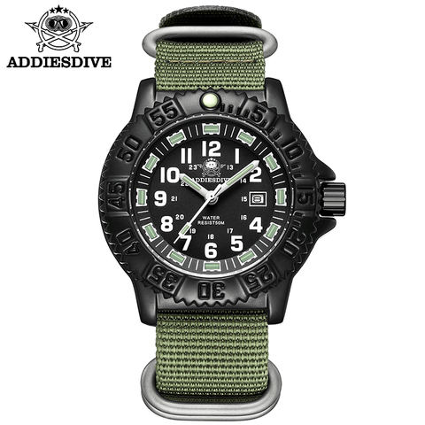 ADDIE deporte buceo relojes tubo luminoso militar Nylon NATO muñeca reloj hombre reloj de moda cronógrafo reloj de pulsera de los hombres ► Foto 1/6