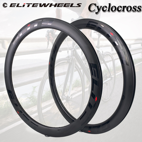 ELITEWHEELS-llanta de freno de disco de carretera, llanta de carbono, cubierta Tubular, sin cámara, 25mm, 27mm de ancho, fibra de carbono para rueda de ciclocross, 700C ► Foto 1/6